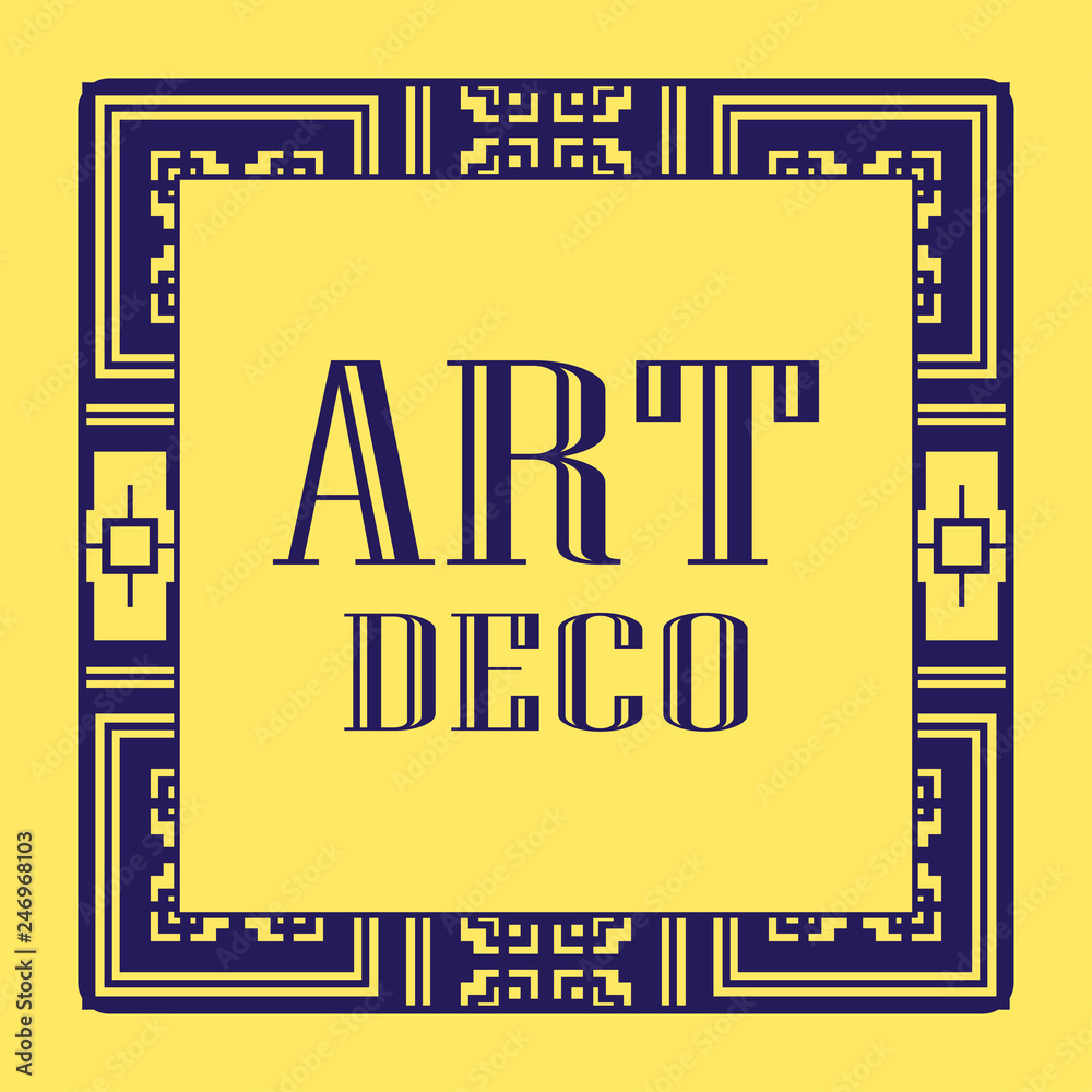 Vintage Invitation Frame In Art Deco Retro Style Border Frame And