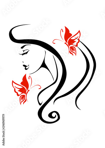 The stylization of beautiful woman with butterflies. Contrast butterfly is perfectly complimented by the song girls. 