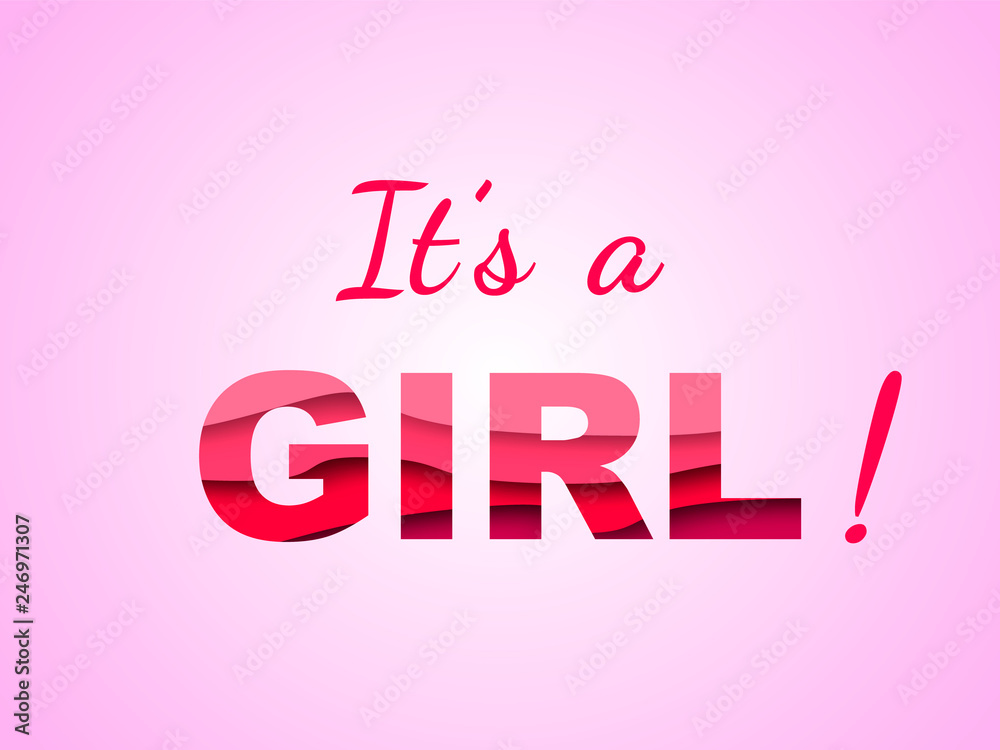 Fototapeta premium It's a girl sticker lettering. Vector illustration