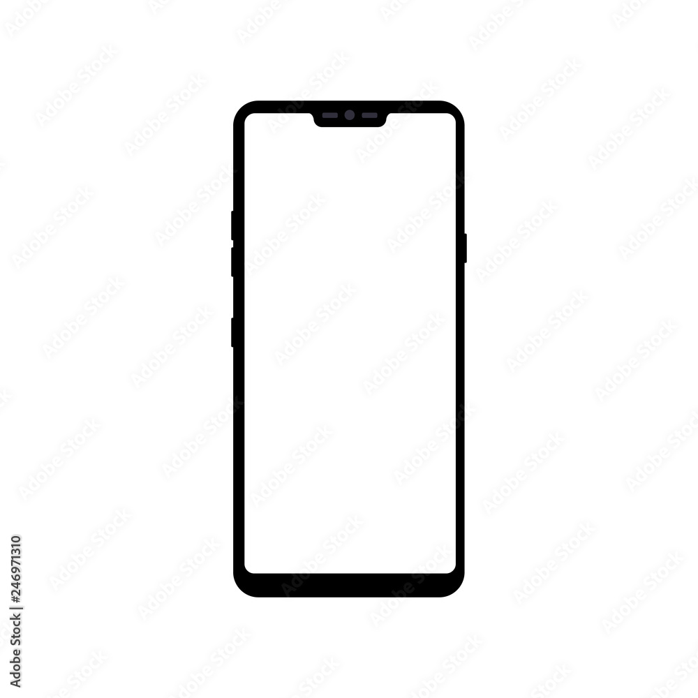 Frameless smartphone mock up with blank screen isolated on white background. Frameless smartphone mock up with blank screen isolated on white background.