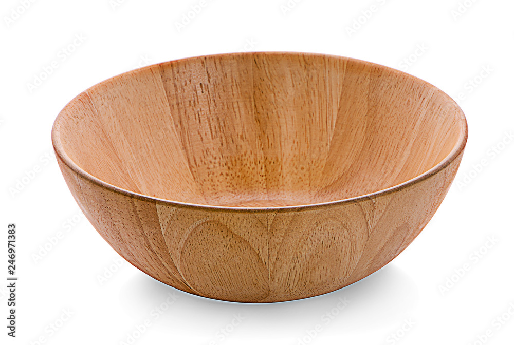 Wooden bowl isolated on white background Wooden bowl isolated on white background