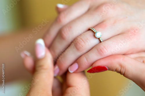 bride s manicure.Hands of bride place for text