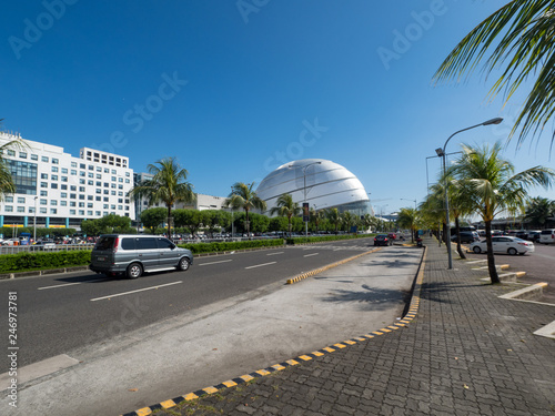 MANILA, Philippines - November, 2018: Overview of SM Mall of Asia facade in Manila. Shoemart (SM) brand is a chain of shopping malls in the Philippines.