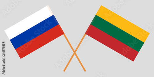 Russia and Lithuania. The Russian and Lithuanian flags. Official colors. Correct proportion. Vector