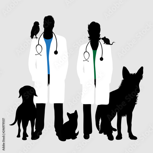 Illustration of icon veterinary. Vector silhouette on white background. Symbol urgency for animal.
