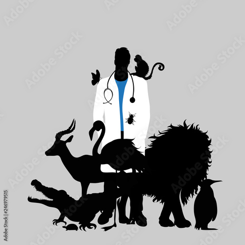 Illustration of icon veterinary. Vector silhouette on white background. Symbol urgency for animal.
