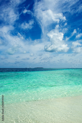 Secluded island. Paradise tropical island, white sand and clear water. Landscape