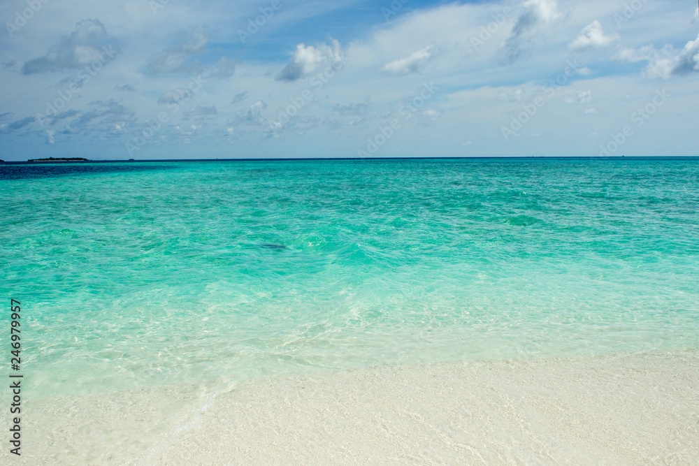 Secluded island. Paradise tropical island, white sand and clear water. Landscape