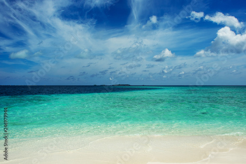 Secluded island. Paradise tropical island, white sand and clear water. Landscape