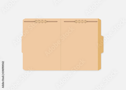 Open tabbed file folder with interior document holder, mock-up