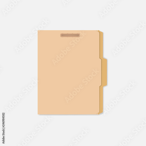 Closed tabbed file folder with interior fastener to keep paper, letter size