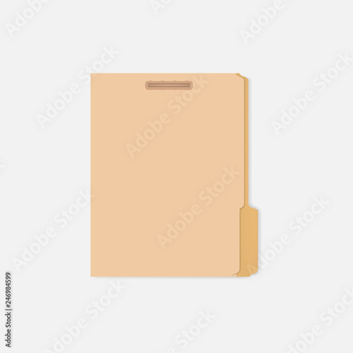 Closed tabbed file folder with interior fastener to keep paper, mockup