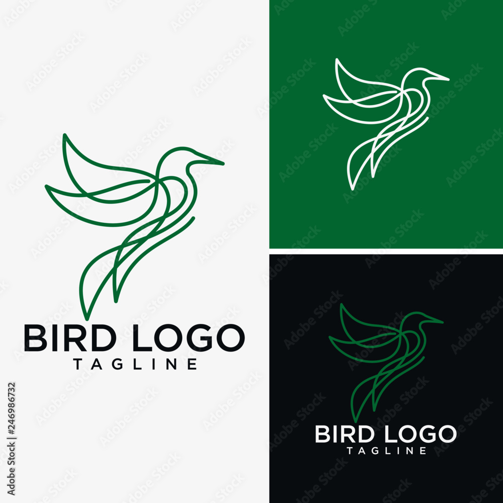 Bird Logo Abstract Lineart Outline Design Vector Template