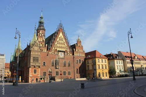 The gothic Old Town Hall in Wrocław, Poland (Stary Ratusz, Breslauer Rathaus) at the center of the city’s Market Square - one of the main landmarks of the city