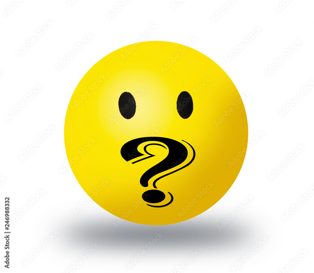 Ball face with question on white background Ball face with question on white background