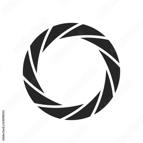 Camera shutter photography icon aperture. Focus vector black lens zoom digital design