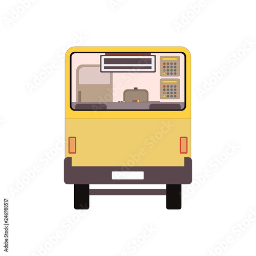 City public bus vehicle transportation. Vector illustration back view