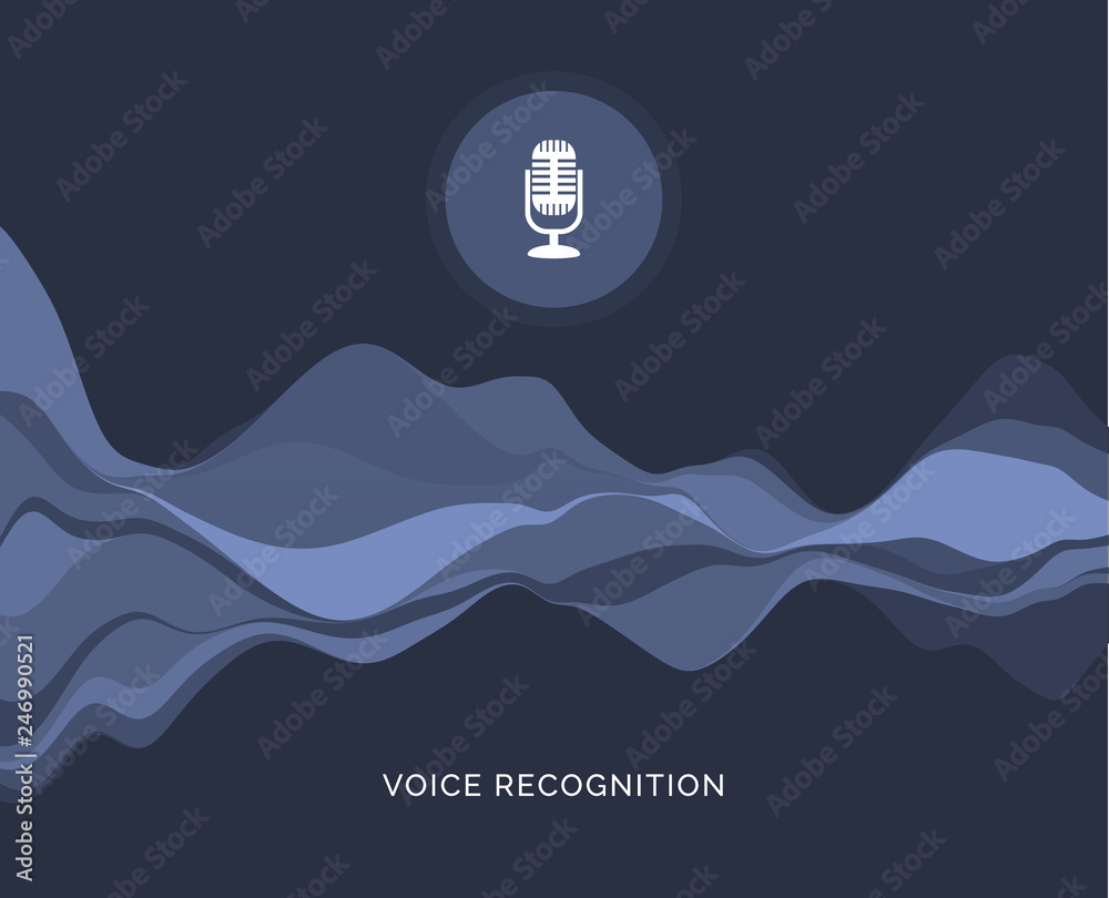 Voice recognition wave sound ai icon. Music microphone voice recognition car or phone