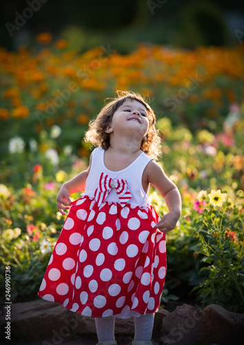 little girl in red dress