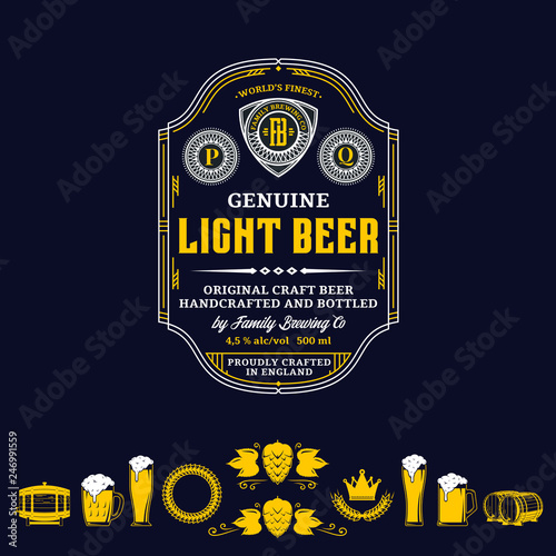 Vector vintage beer label and icons