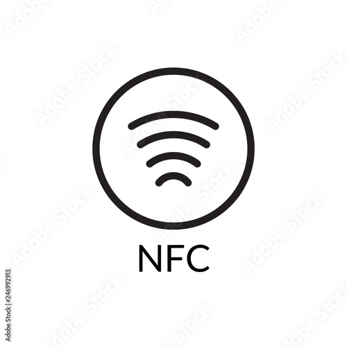 Contactless NFC wireless pay sign logo. Credit card nfc payment vector concept