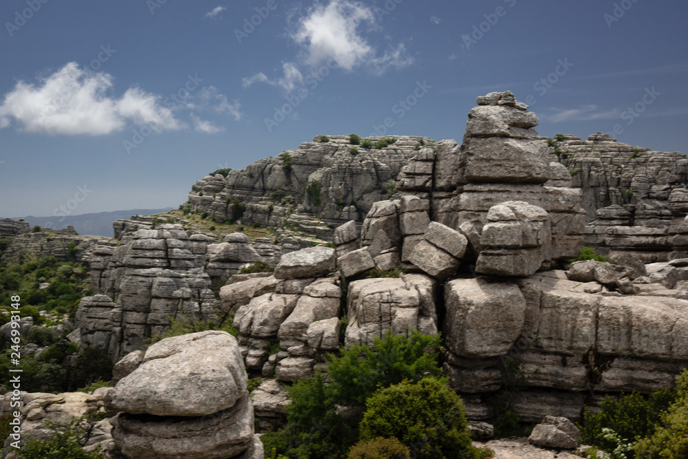 El Torcal Andalusien Blauer Himmel und Bäume