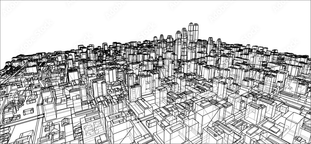 Wire-frame City, Blueprint Style