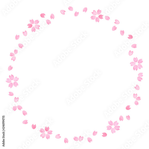 桜のフレーム 水彩 丸