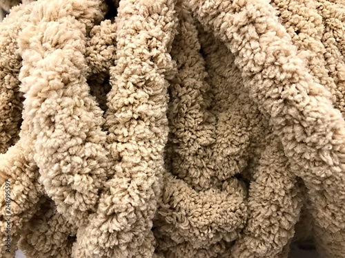 Detil of fuzzy chenille rope photo