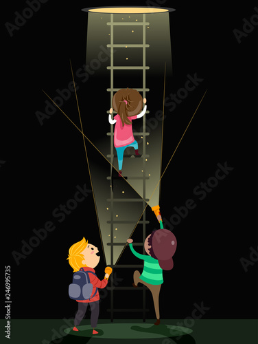 Stickman Kids Underground Ladder Flashlight