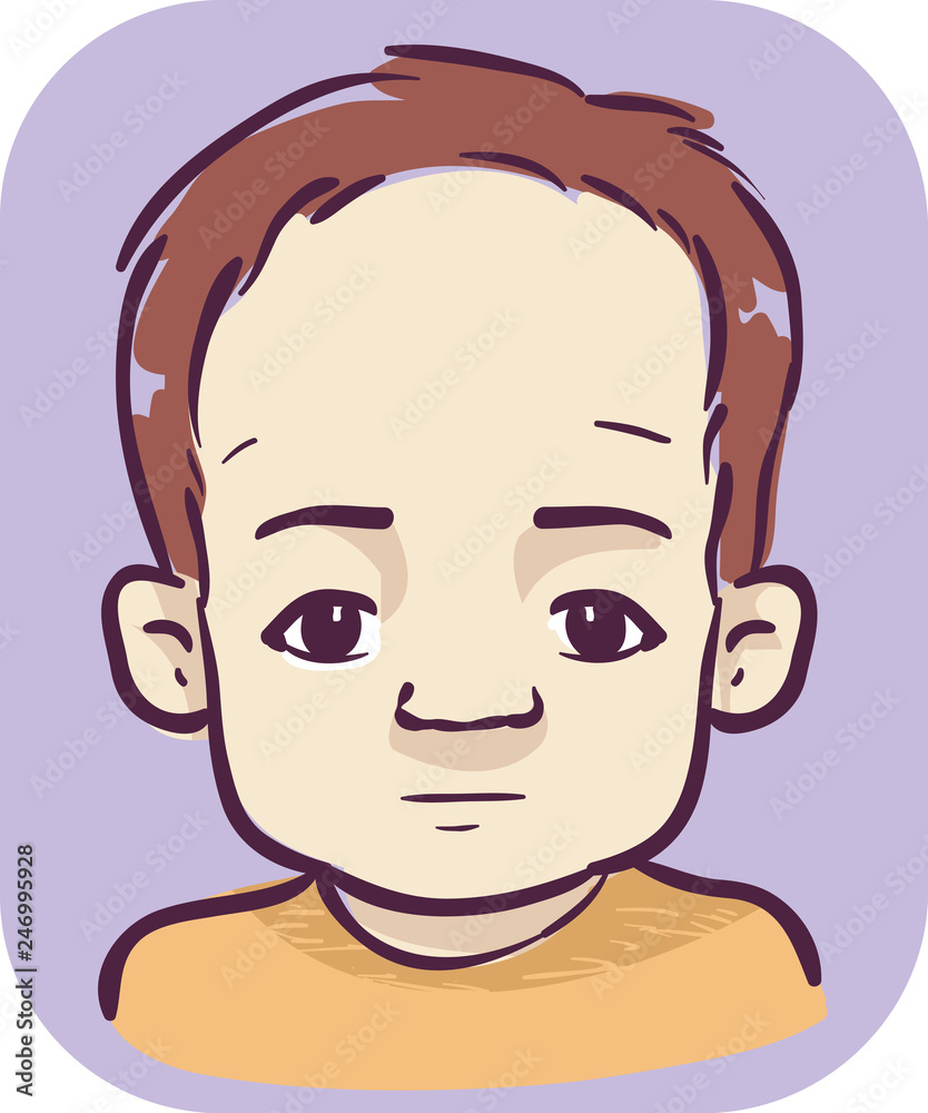 Kid Boy Large Head Prominent Forehead Illustration