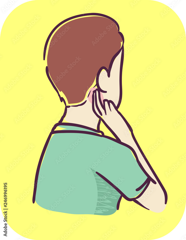Teen Boy Symptom Pain Under The Ear Illustration Teen Boy Symptom Pain Under The Ear Illustration