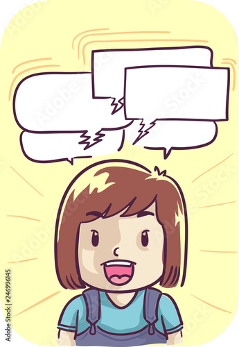 Photography Kid Girl Talking Quickly Illustration