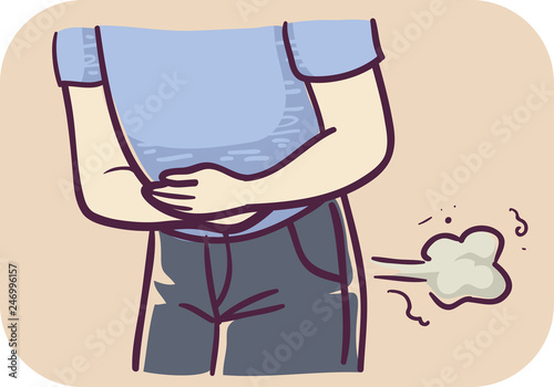 Man Symptom Gassiness Illustration