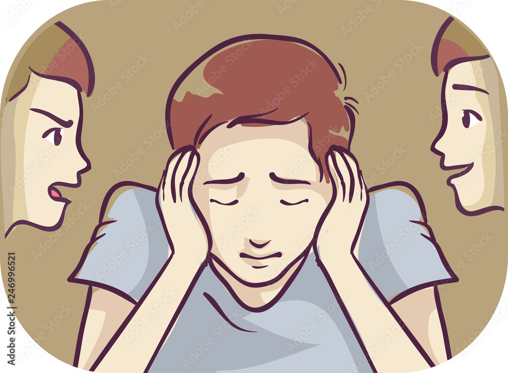 Teen Boy Symptom Hearing Voices Illustration Teen Boy Symptom Hearing Voices Illustration