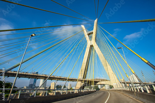 Cable-stayed bridge in the world, Sao Paulo Brazil, South America, the city's symbol 