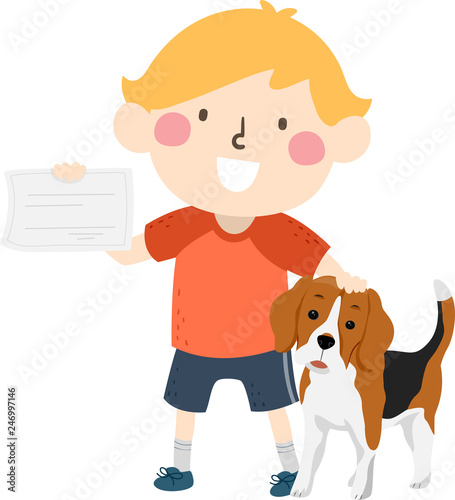 Kid Boy Adopt Dog Papers Il...