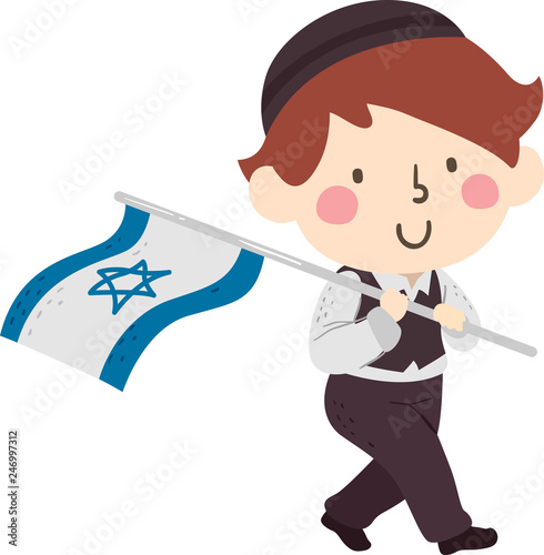 Kid Boy Israel Flag Illustration