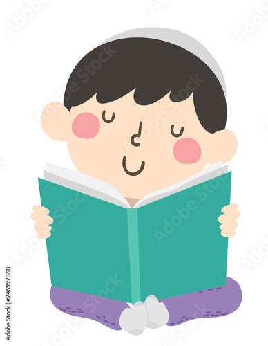 Kid Boy Jewish Read Book Illustration