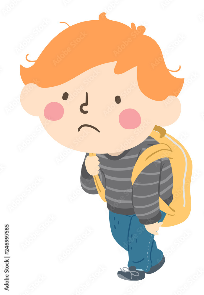 Kid Boy Stress School Illustration