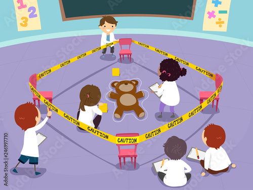 Stickman Kids Classroom Crime Scene Lesson