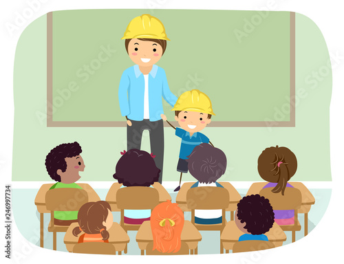 Stickman Kids Dad Job Career Day Illustration