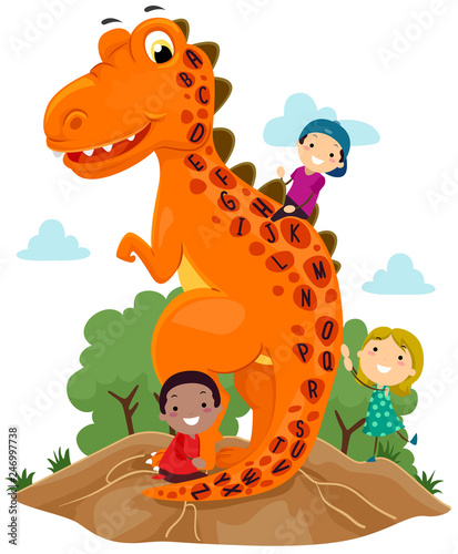 Stickman Kids Dinosaur Lett...