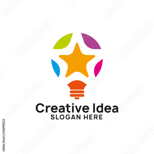 creative idea logo design template. bulb star icon symbol design