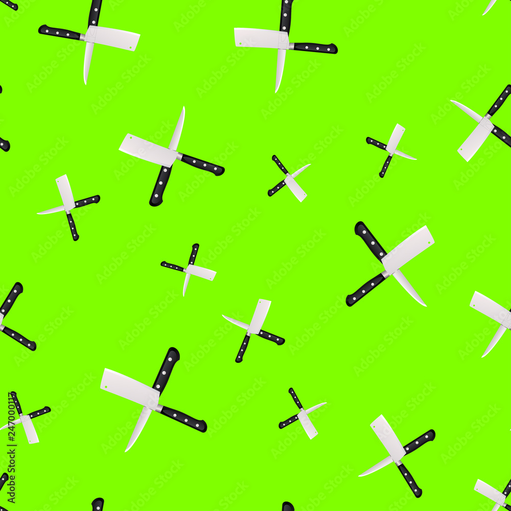 Seamless pattern of kitchen knives on a colored background. Seamless pattern of kitchen knives on a colored background.