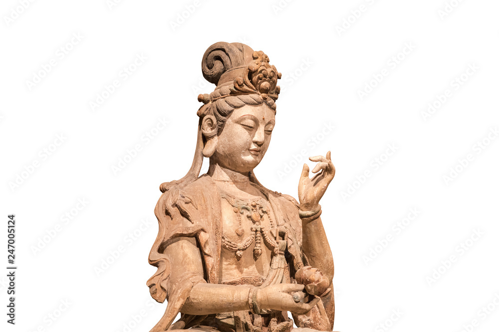 Ancient Chinese Woodcarving Buddha Statue: Guanyin
