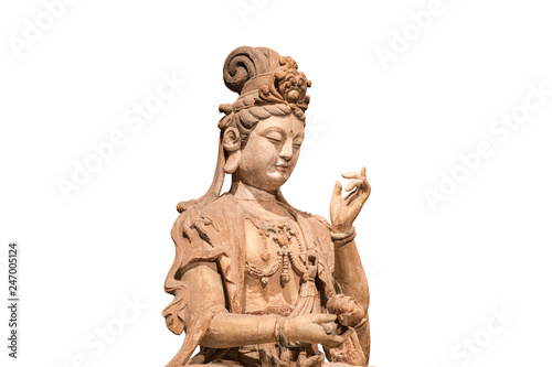 Ancient Chinese Woodcarving Buddha Statue: Guanyin