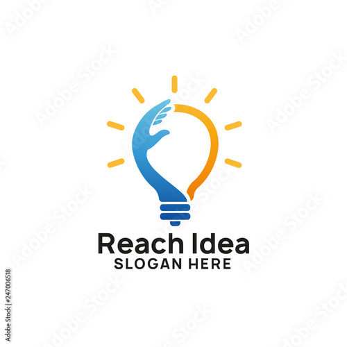 creative reach idea logo design template. bulb icon symbol design