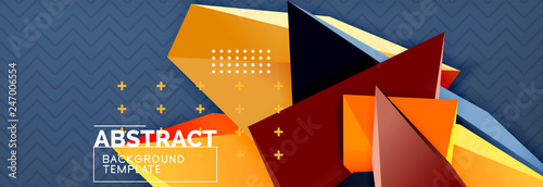 3d triangular shapes geometric background. Origami style pattern with triange shapes for decorative design. Poster design. Line design. Modern presentation template