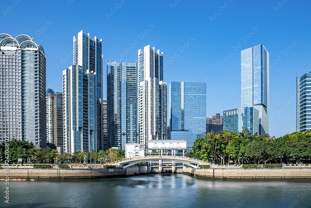 Intensive real estate development on the bank of Zhujiang, Tianhe District, Guangzhou, China Intensive real estate development on the bank of Zhujiang, Tianhe District, Guangzhou, China